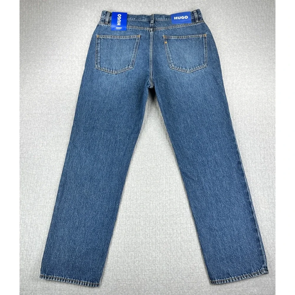 New Hugo Jonah Straight Leg Jeans Mens 34/32 Blue Denim 50541659 Medium wash